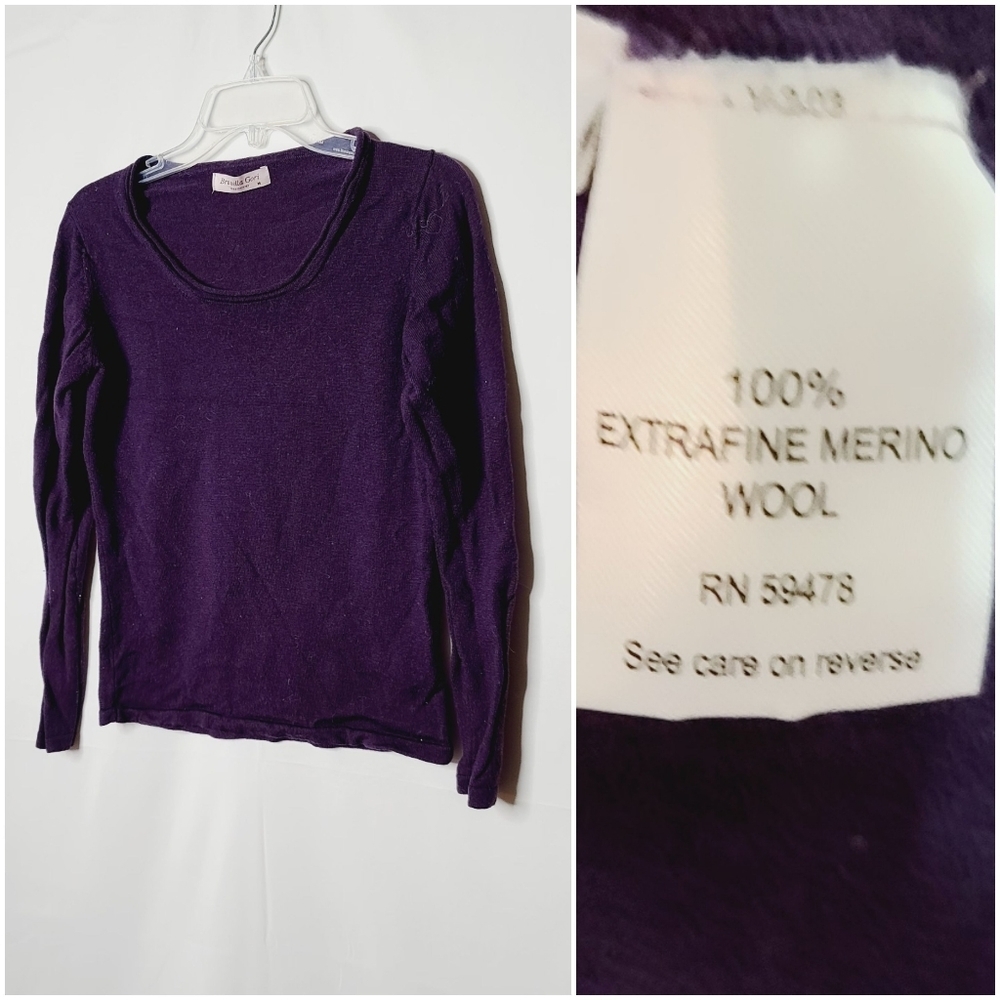 Brunella Gori purple 100% fine merino wool scoop neck soft sweater sz Medium